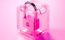 Pink lock inside a glass box