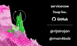 Image showing ServiceNow, GitHub, and Snap logos, along with hacker handles for @rijalrojan and @man4bob.